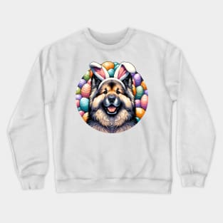 Eurasier Enjoys Easter Festivities with Bunny Ears Crewneck Sweatshirt